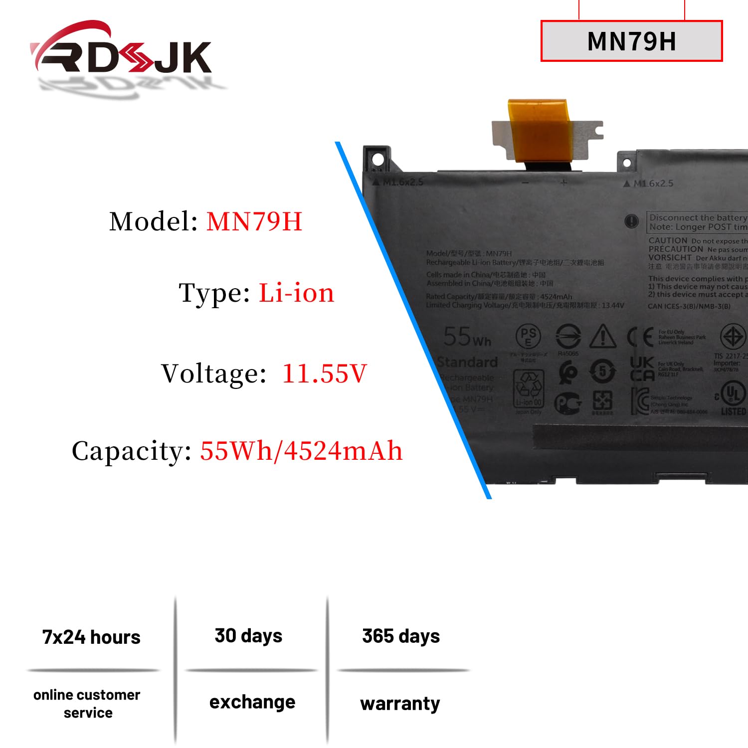 Amazon.com: RDSJ MN79H Laptop Battery for Dell XPS 13 Plus 9320